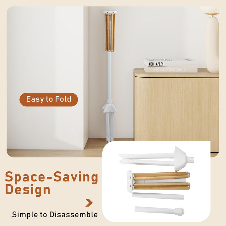 Giantex 4 Legs Foldable Clothes Drying Rack with 8 Bamboo Hanging Rods and 40 Hanger Slots