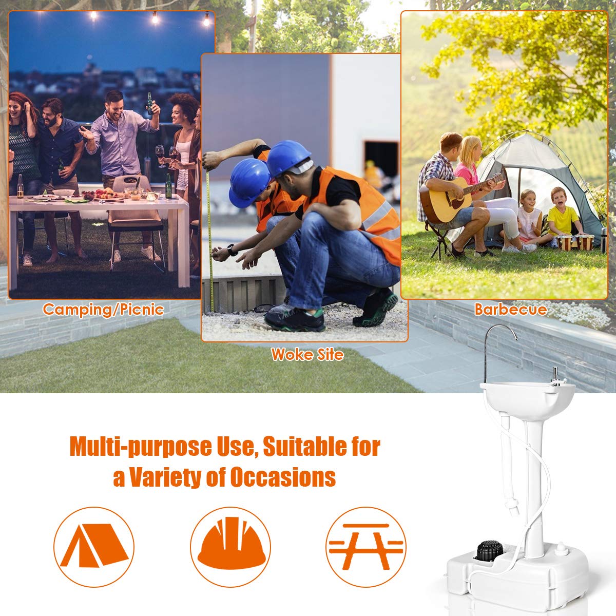 Portable Camping Sink with Soap Dispenser and Towel Holder