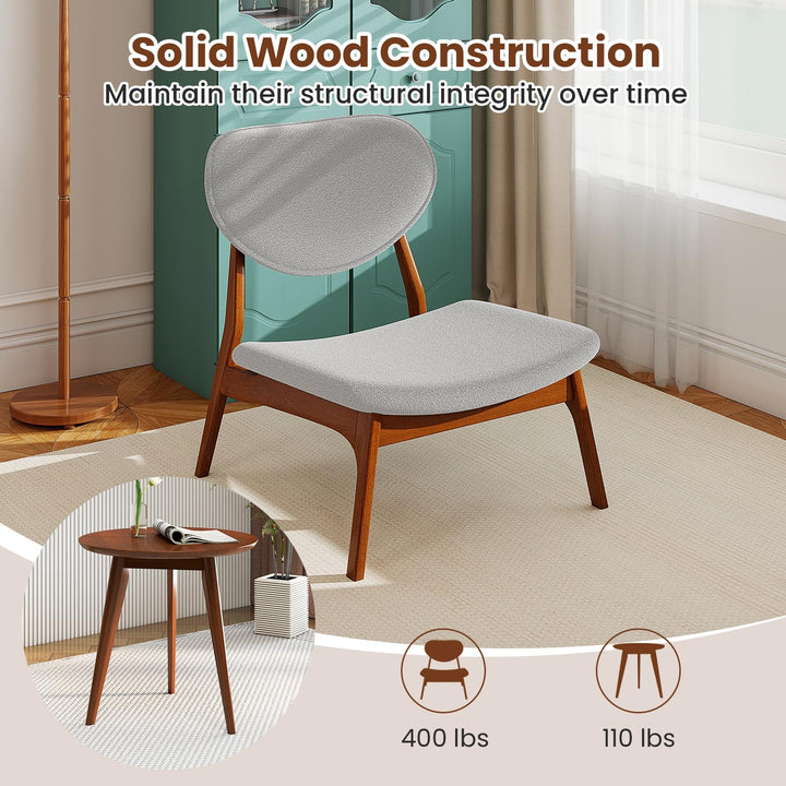 Giantex Lamb Velvet Fabric Upholstered Living Room Chairs with Side Table
