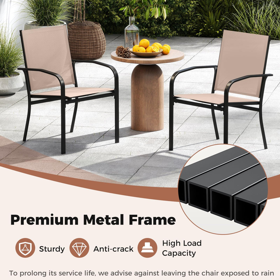 Giantex Stackable Patio Chairs with Breathable Backrest & Wide Seat