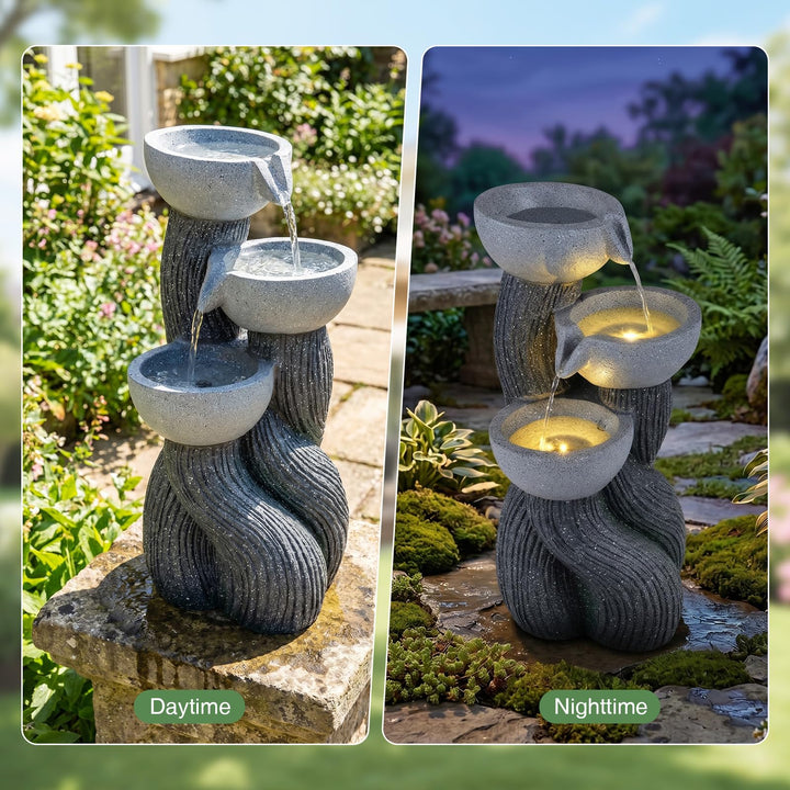 Giantex 3-Tier Outdoor Water Fountain with Lights