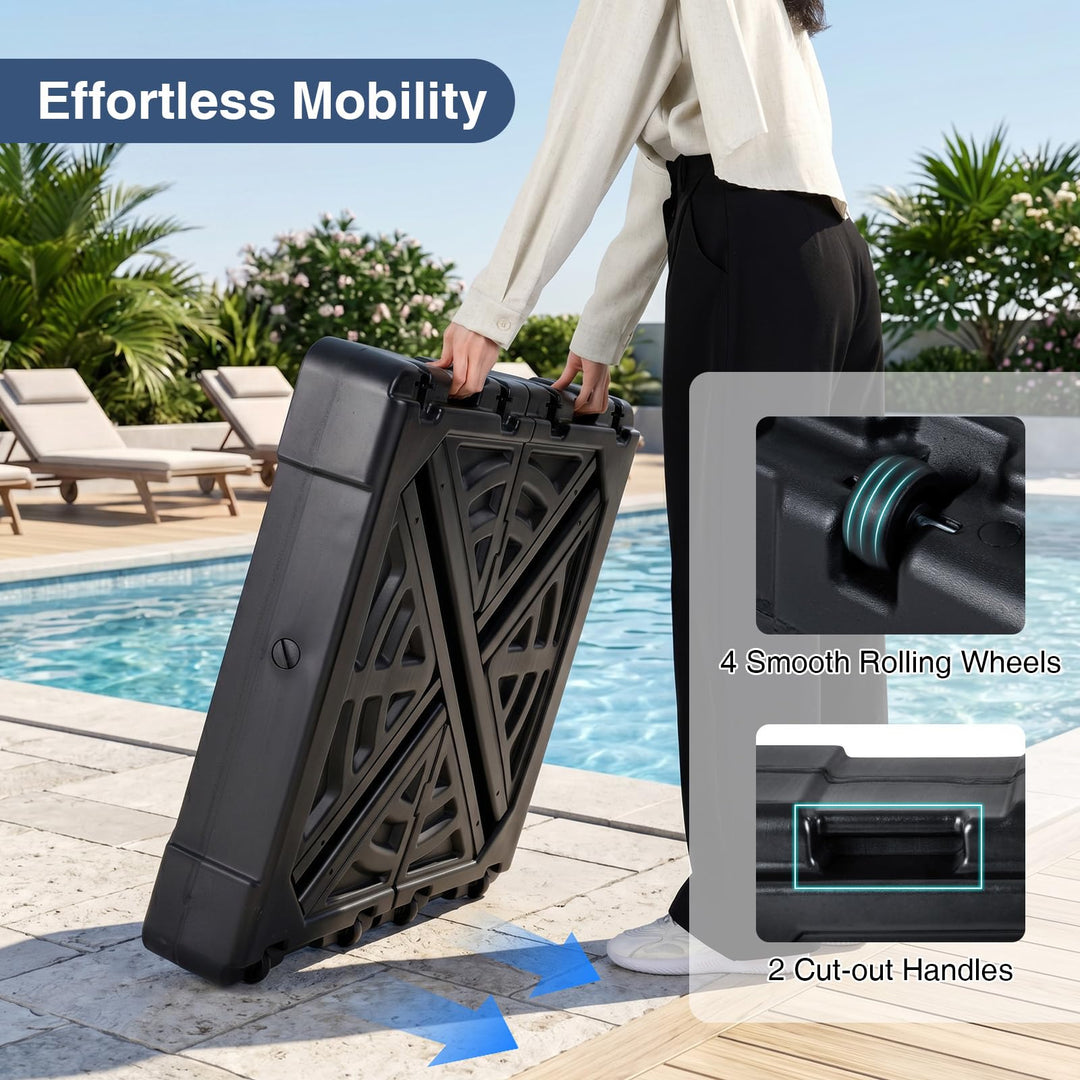 Giantex Rolling Cantilever Umbrella Base | 348 lbs Fillable Offset Patio Umbrella Holder