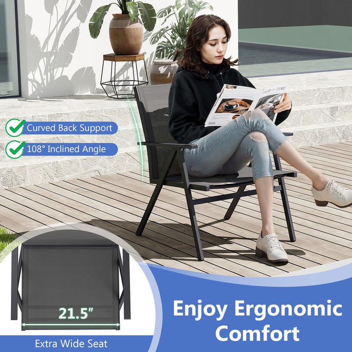 Giantex All Weather Outdoor Dining Chairs w/Sturdy Metal Frame & Breathable Seat Back
