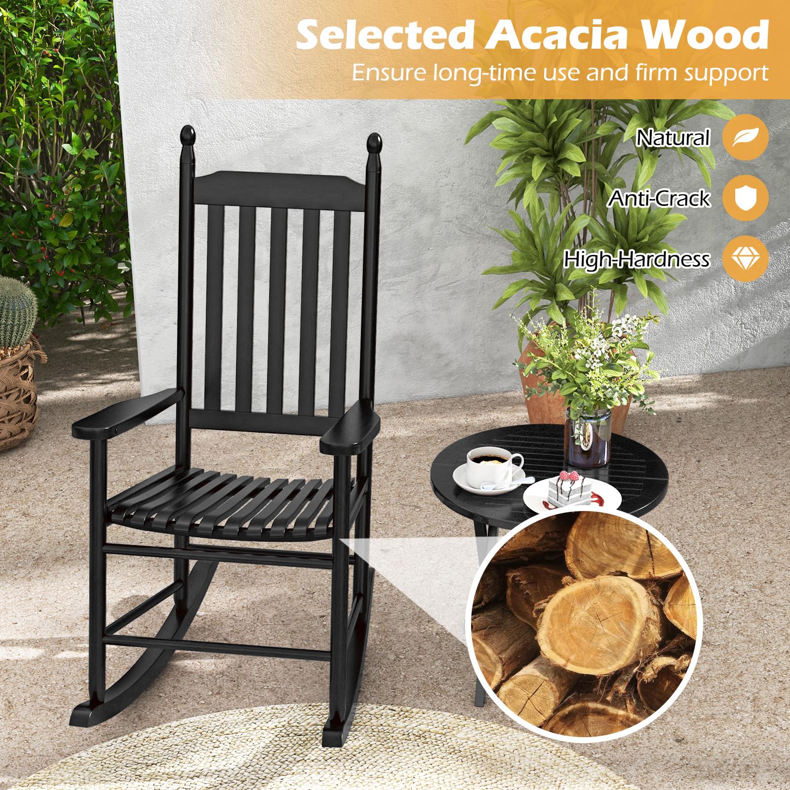 Giantex Outdoor Rocking Chair Set, All Weather Patio Rocker w/Solid Rocking Base & High-Back