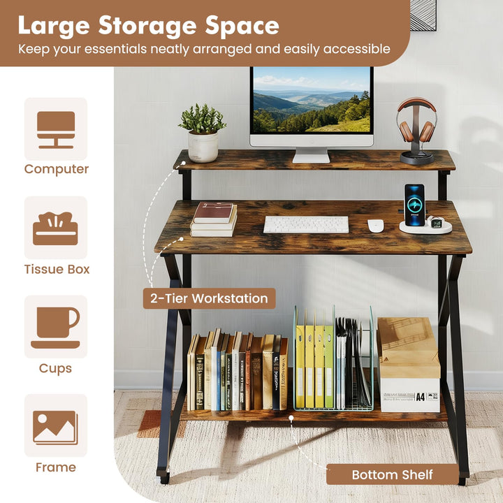 Giantex Rolling Computer Desk with Charging Station