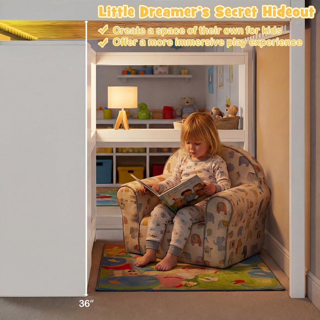 Giantex Loft Bed Twin Size with LED Lights