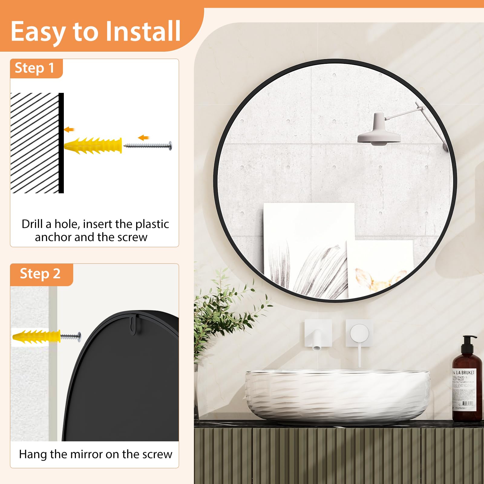 CHARMAID Wall Mirror for Bathroom