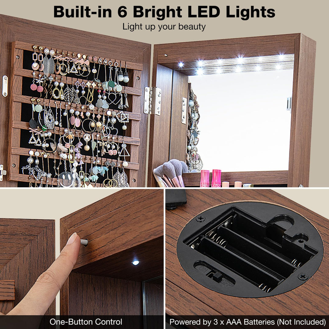360° Swivel Jewelry Cabinet Armoire with 64.5" H Full Length Mirror - Giantex