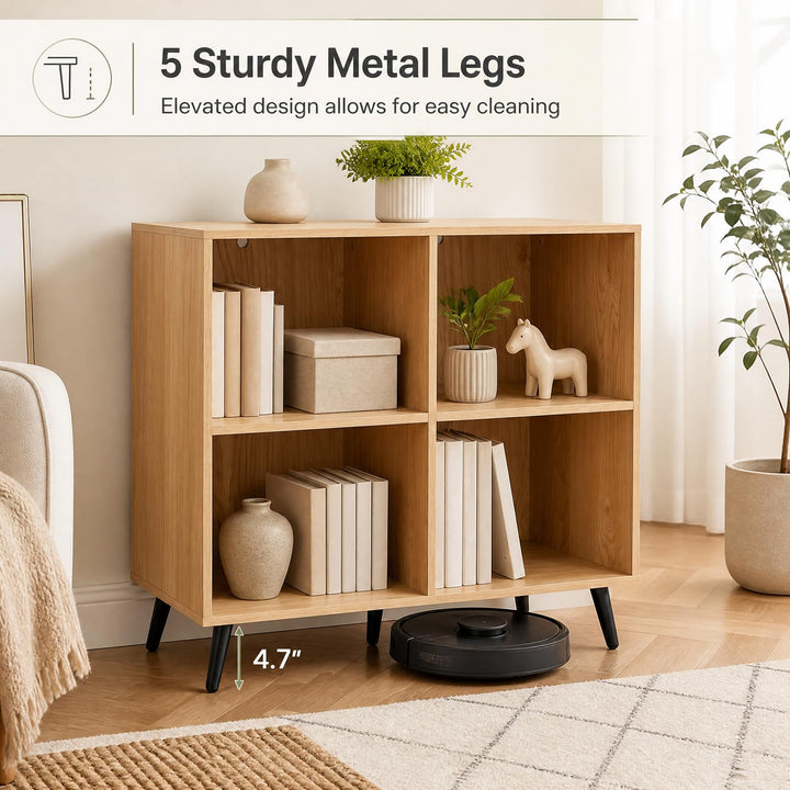 GIANTEX 4-Cube Bookshelf with Metal Legs for Living Room &amp; Home Office