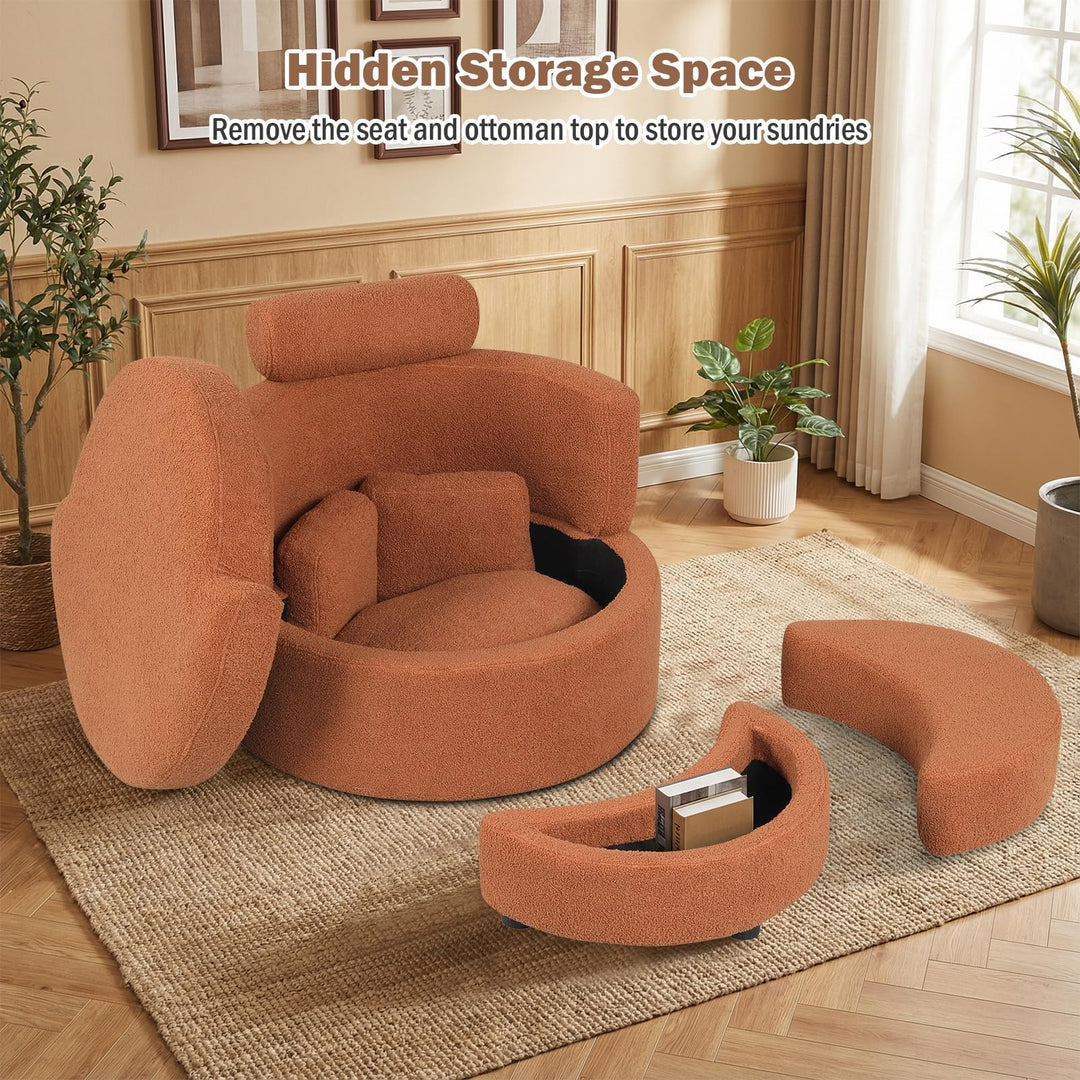 Giantex 360° Swivel Accent Chair with Half Moon Storage Ottoman