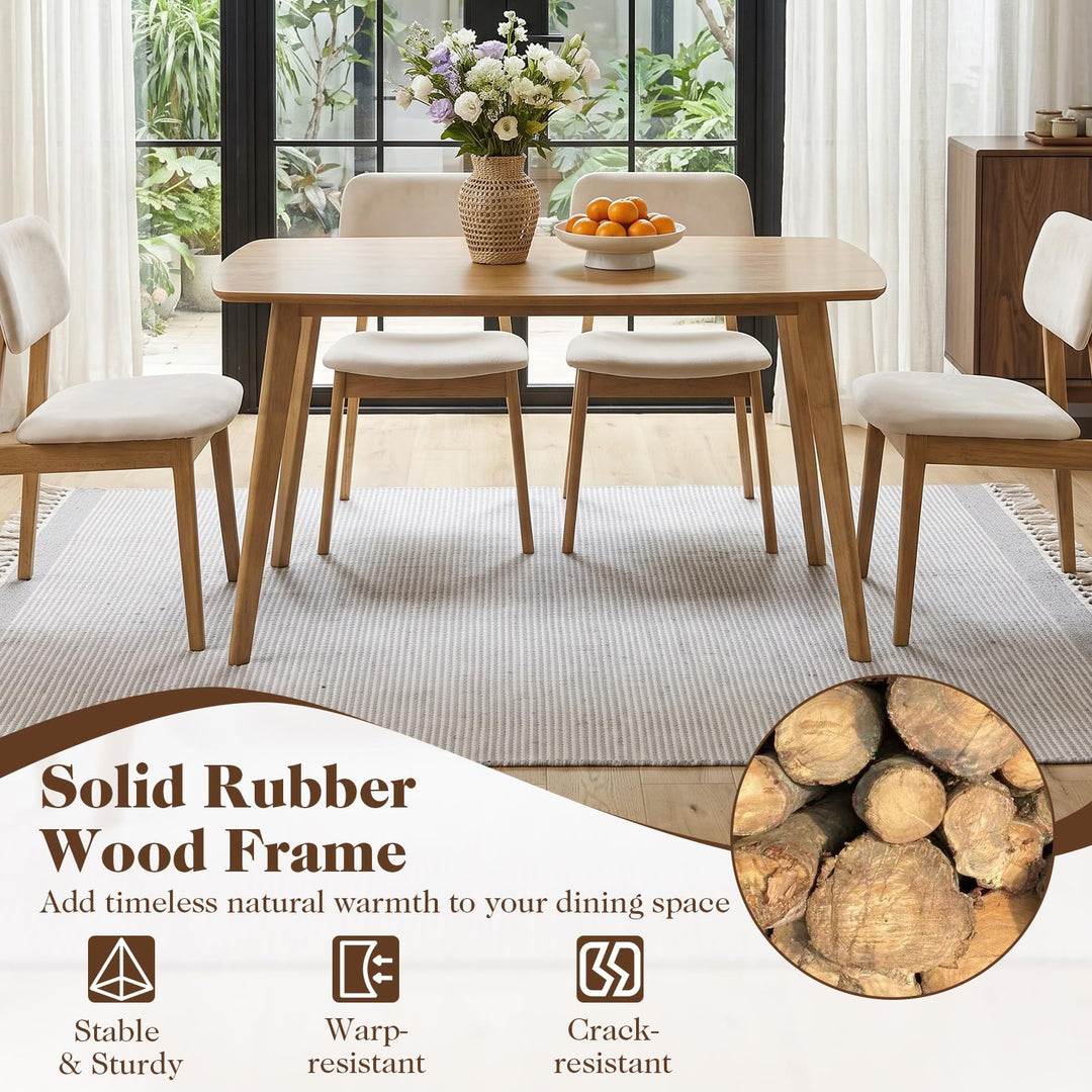 GIANTEX 47" Modern Farmhouse Solid Wood Rectangular Dining Table for 4