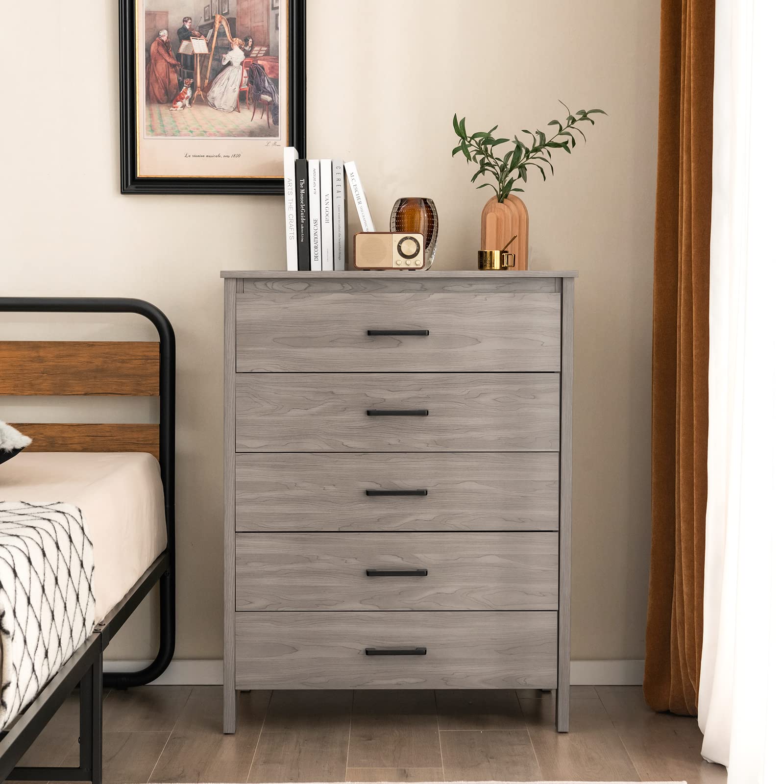 Giantex 5-Drawer Chest Dresser for Bedroom - 41.5" Multipurpose Storage Clothes Organizer