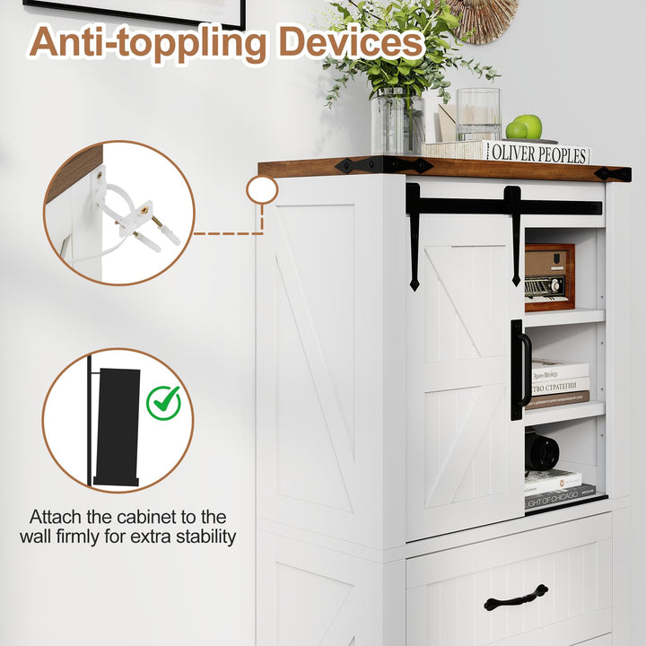 Farmhouse Bathroom Floor Cabinet Freestanding Wooden Storage Organizer