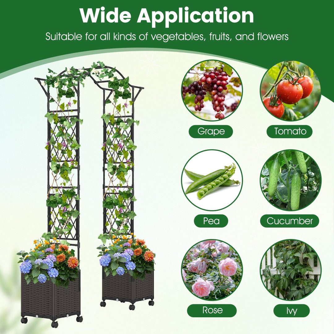 self-watering planter box with arch trellis Giantex 8.2 ft Garden Arch Trellis w/ 2 Self-Watering Planter Boxes