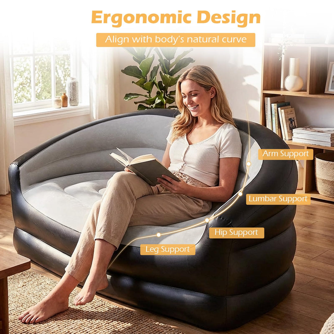 Giantex Inflatable Loveseat Couch Portable &amp; Foldable 2-Seater Air Sofa(1/2)