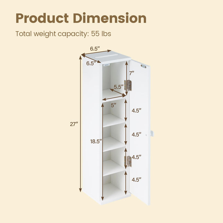 Giantex Small Bathroom Storage Cabinet with Door and Removable Shelves