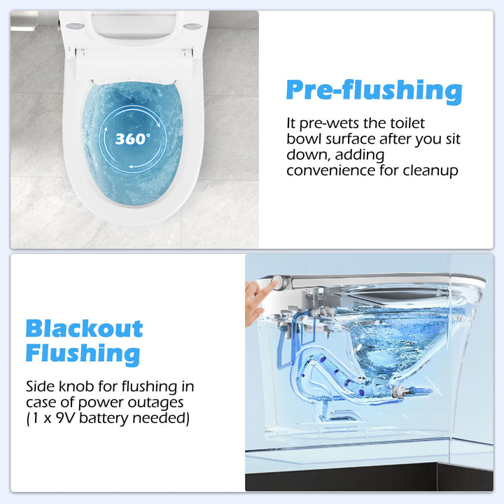 Giantex Smart Toilet with Bidet Built In, Bidet Toilet with Heat, Dryer, Night Light, Auto Open/Close