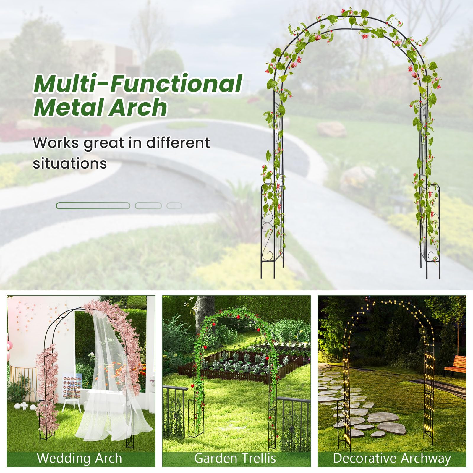 Giantex Garden Arch Trellis - 7.9 ft Metal Arbor Pergola