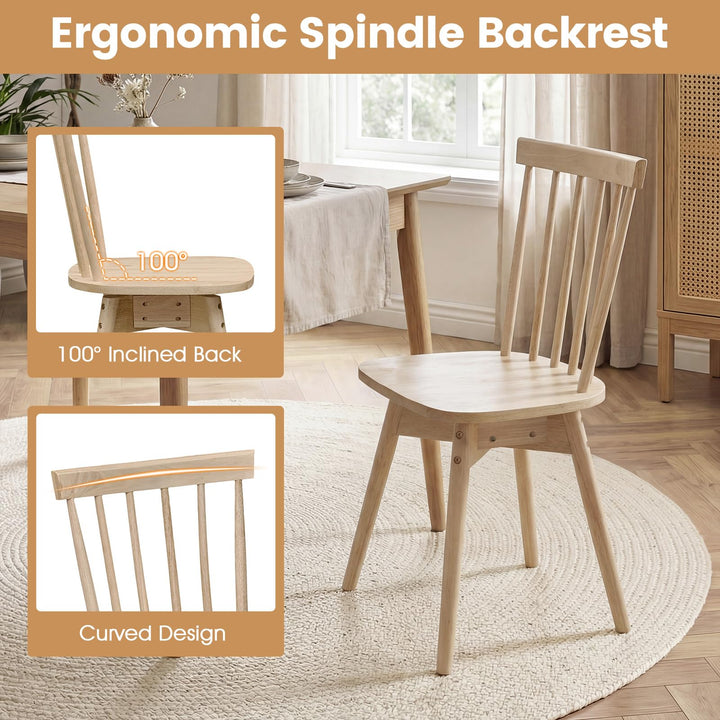 Giantex Windsor Mid Century Rubber Wood Kitchen Chairs with Swivel Seat &amp; Spindle Back (2/4)