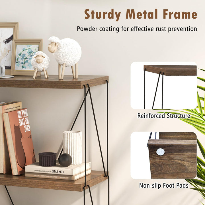 Giantex 3-Tier Open-Back Bookshelf, Freestanding Display Rack, Metal Frame Storage Shelf