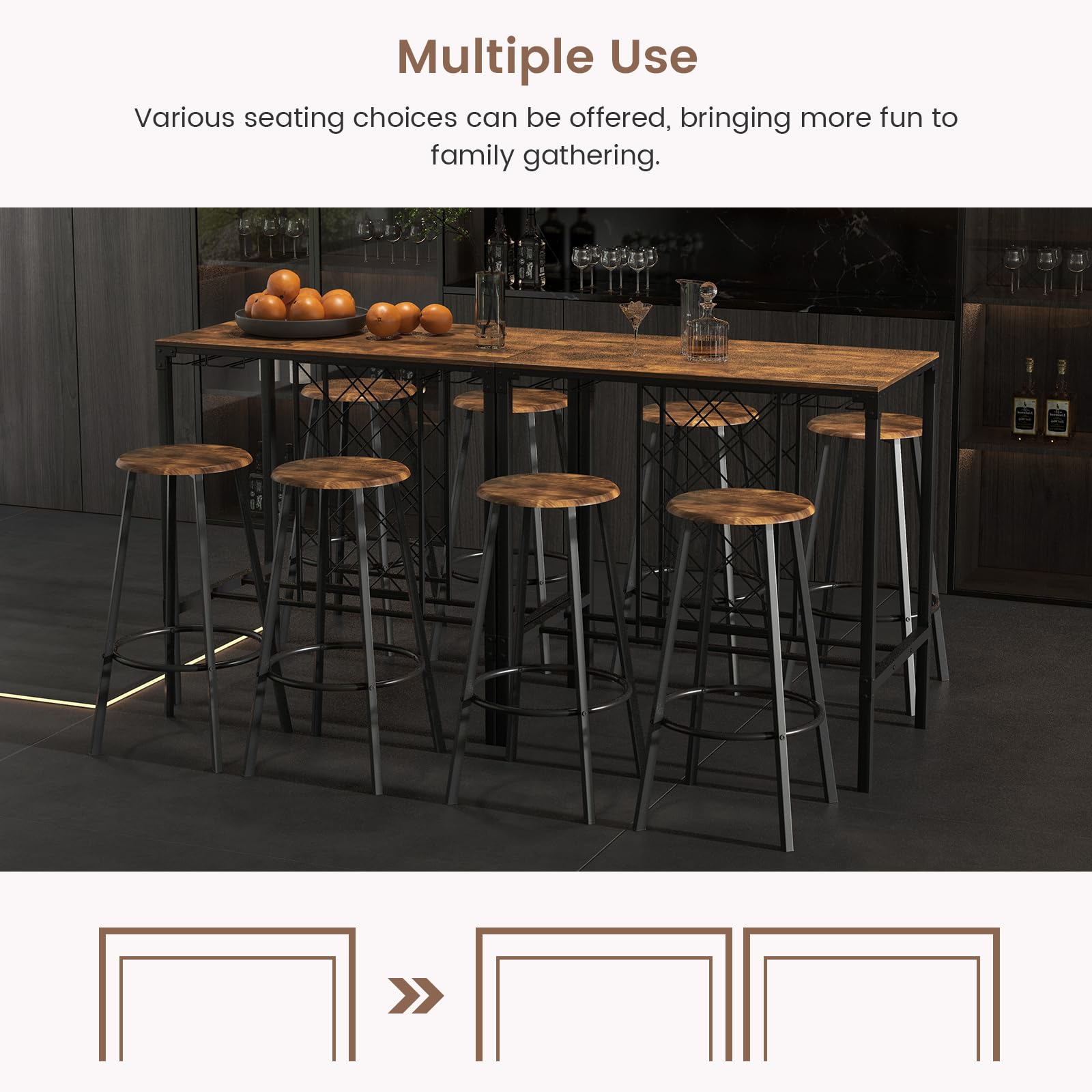 Giantex 5 Pieces Bar Table and Stools Set - Bar Height Table with Stools for 4, Kitchen Table Set with Wine Rack & Glass Holder