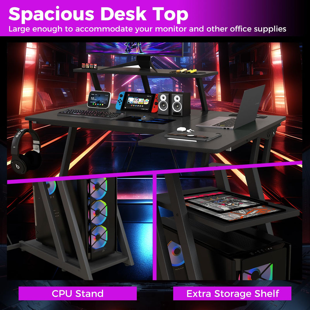 Giantex 39” L-Shaped Computer Desk with Power Outlets