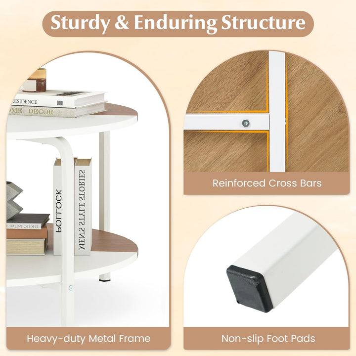 Giantex Round Coffee Table 2-Tier Center Table with Open Storage Shelf