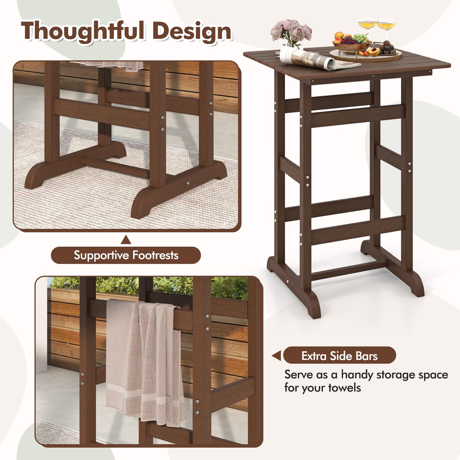 Giantex  42" Height HDPE Square Pub Table