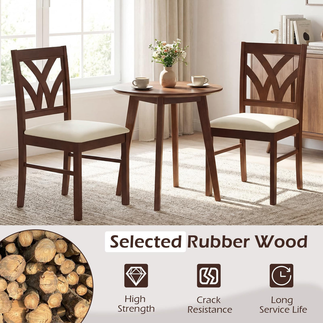 Giantex Wooden Dining Chairs Set of 2/4 Farmhouse Upholstered Kitchen Chairs