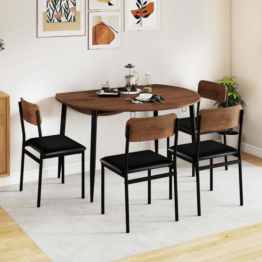 Giantex 5-Piece Dining Table Set for 4 | Space Saving Farmhouse Dinette Set for Dinette Dinner