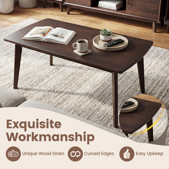 Giantex 34.5" Solid Wood Coffee Table with Tapered Legs