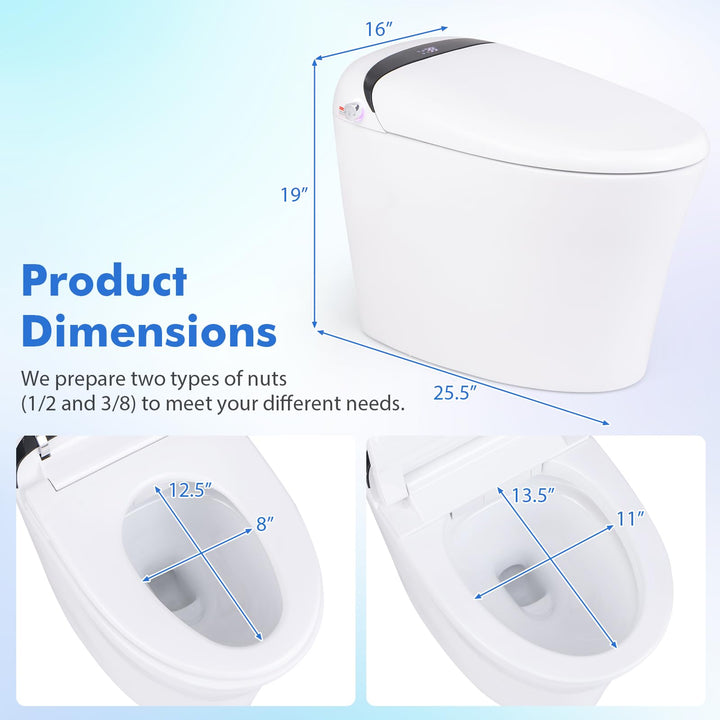 Giantex Smart Toilet, Bidet Toilet Seat Elongated with 1.28 GPF Dual Auto Flush