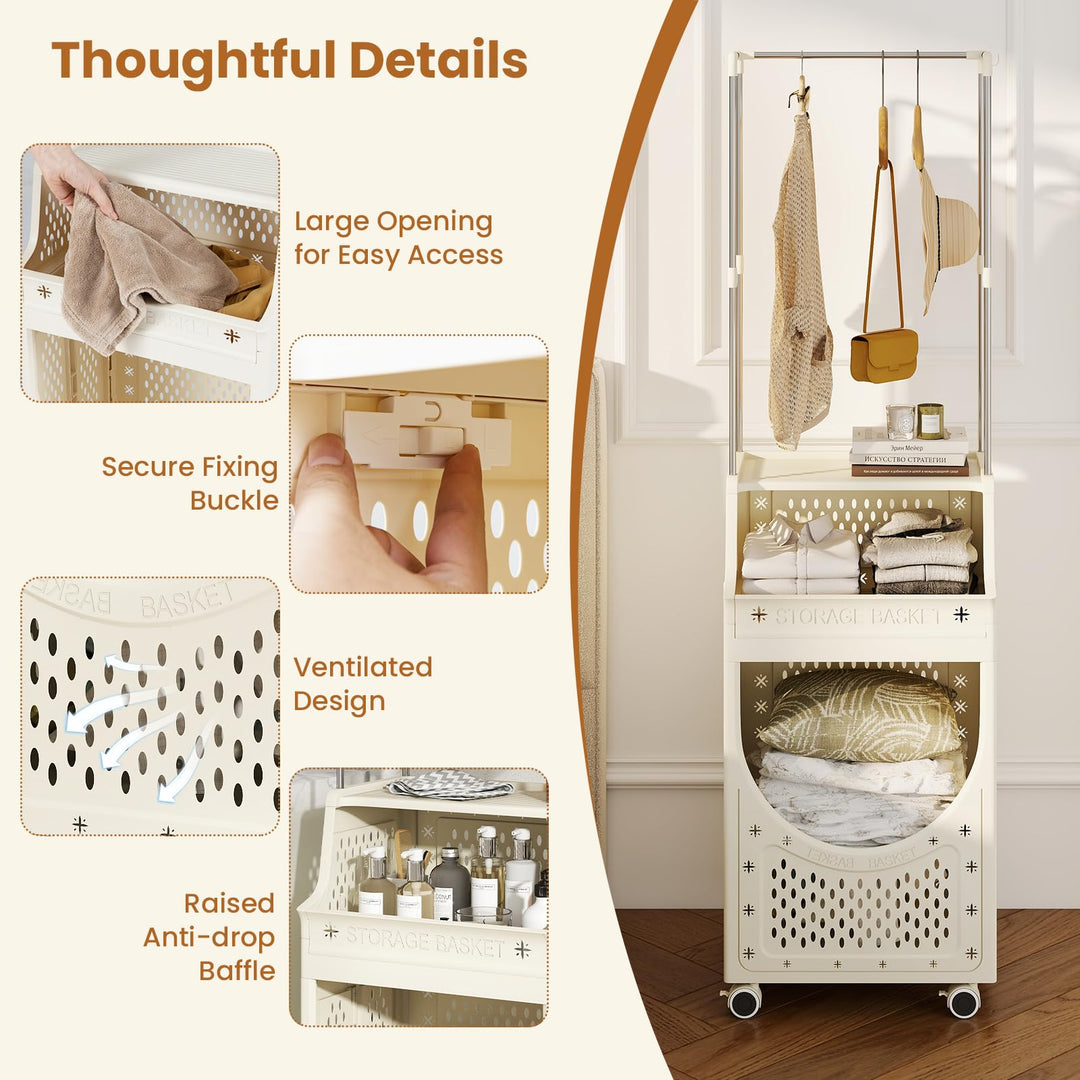 Giantex 3-Tier Laundry Cart with Hanging Rack