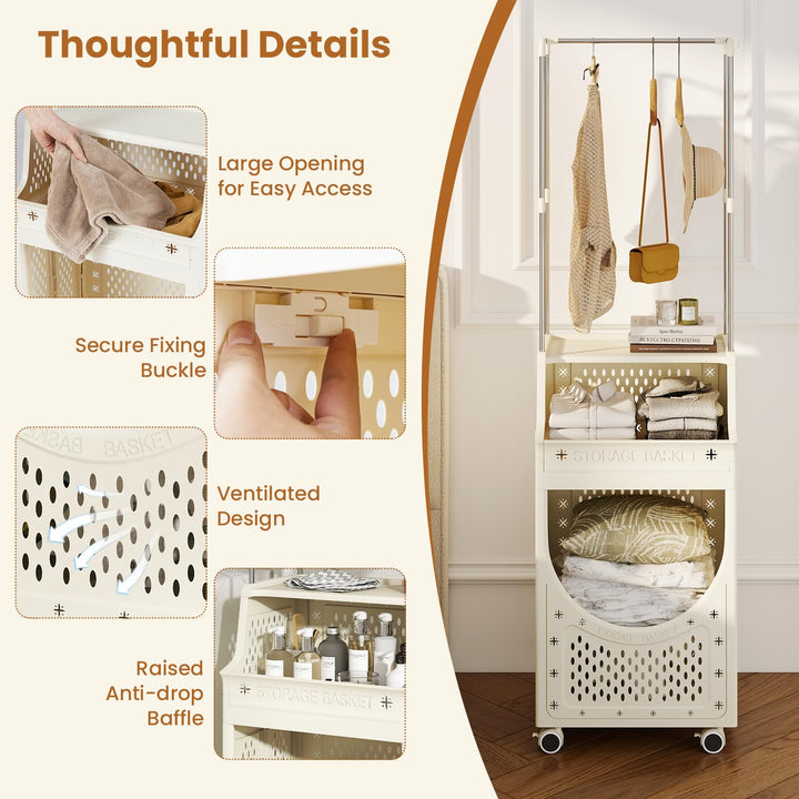 Giantex 3-Tier Laundry Cart with Hanging Rack