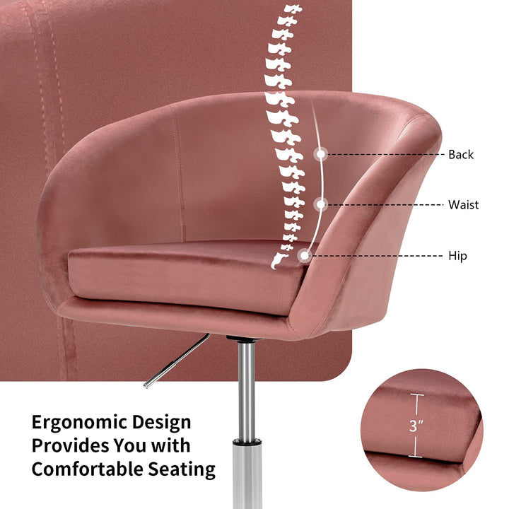 Height Adjustable Modern Velvet Makeup Chair with Chrome Frame