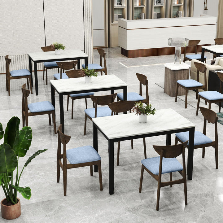 Giantex Wooden Dining Chairs Set of 2/4 Linen Fabric Upholstered Kitchen Chairs