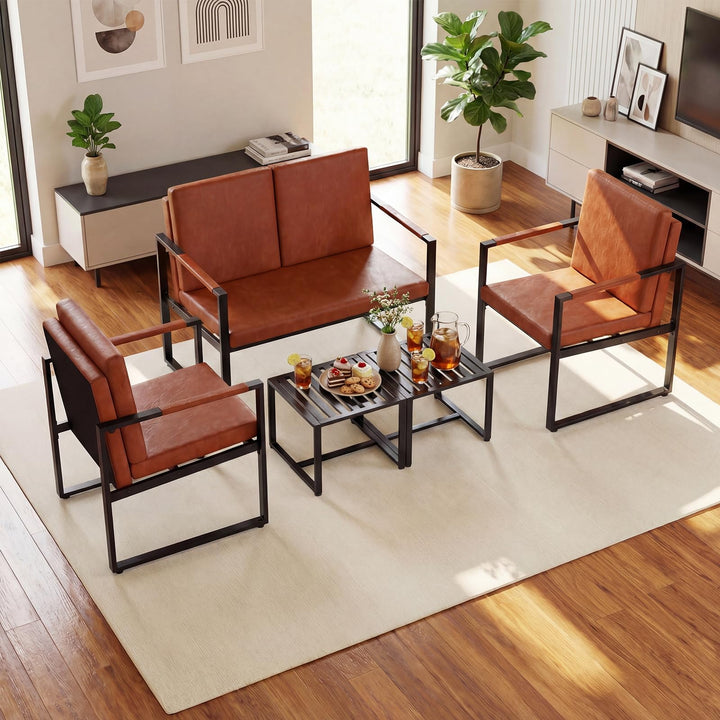 Giantex Set of 2 Mid Century Modern Single Sofa Chairs with Cushions