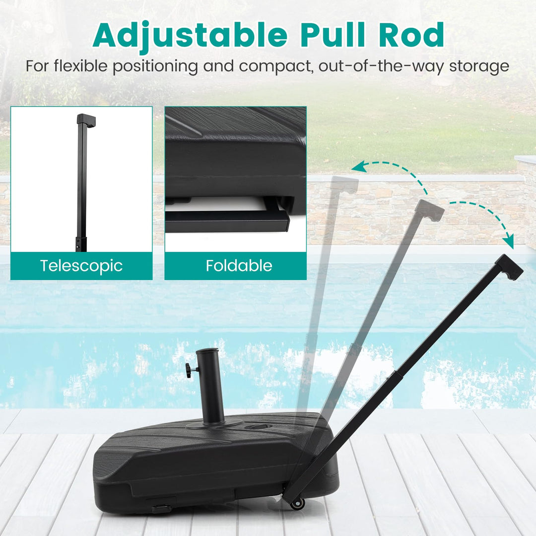 Giantex Rolling Patio Umbrella Base with Wheels and Pull Rod Fits 1.5&