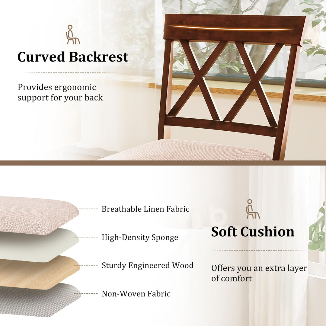 Giantex Counter Height Bar Stool with Crossed Backs and Rubber Wood Legs