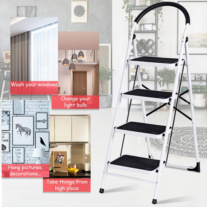 Giantex 4 Step Ladder Folding Step Stool with Anti-Slip Pedal Platform Metal Frame