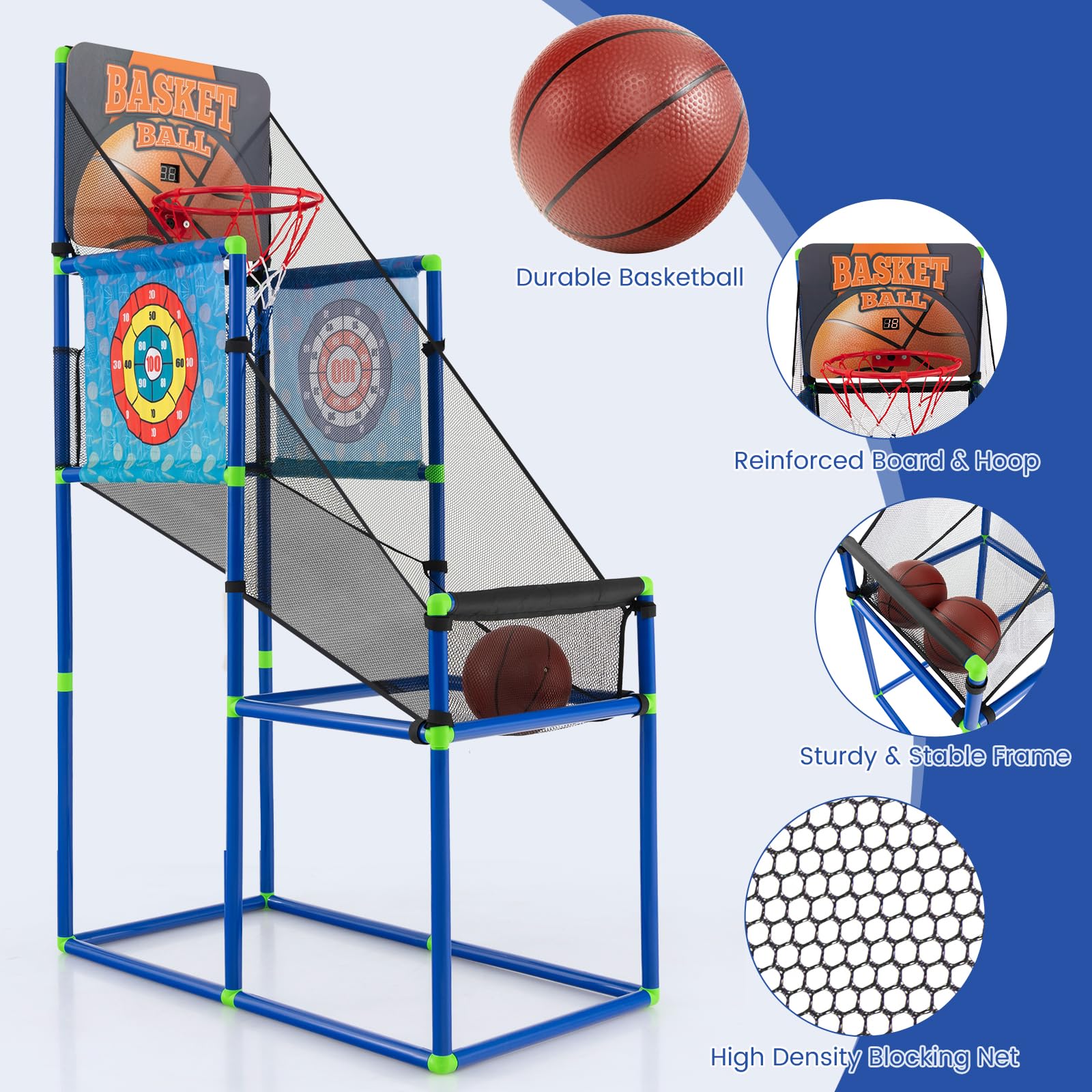 Giantex Kids Basketball Hoop Arcade Game, 2 in 1 Indoor Outdoor Arcade Basketball Game
