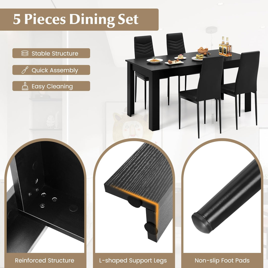 Giantex Dining Table Set for 4 or 8, Modern Rectangular Kitchen Table Set w/ PVC Leather Dining Chairs