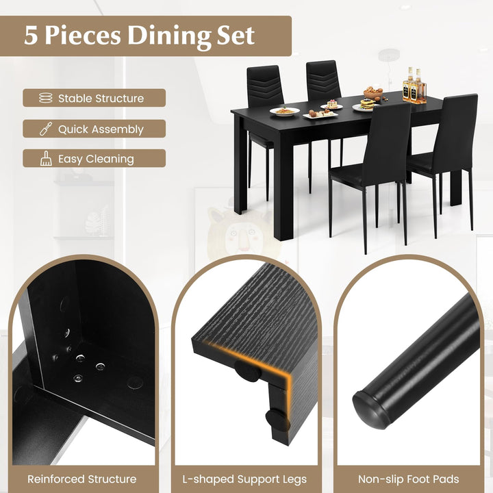 Giantex Dining Table Set for 4 or 8, Modern Rectangular Kitchen Table Set w/ PVC Leather Dining Chairs