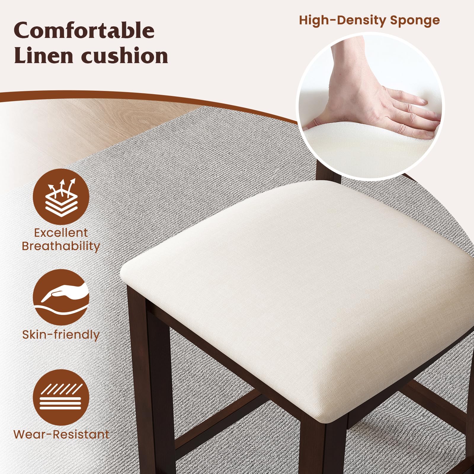 Giantex Farmhouse Counter Height Bar Stools with Footrest