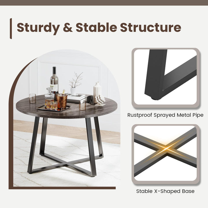 Giantex 47-inches Round Dining Table with Metal Pedestal Base