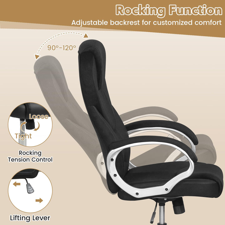 Giantex Leather Office Chair | Ergonomic Mesh Executive Chair with Padded Armrests &amp; Rocking Backrest