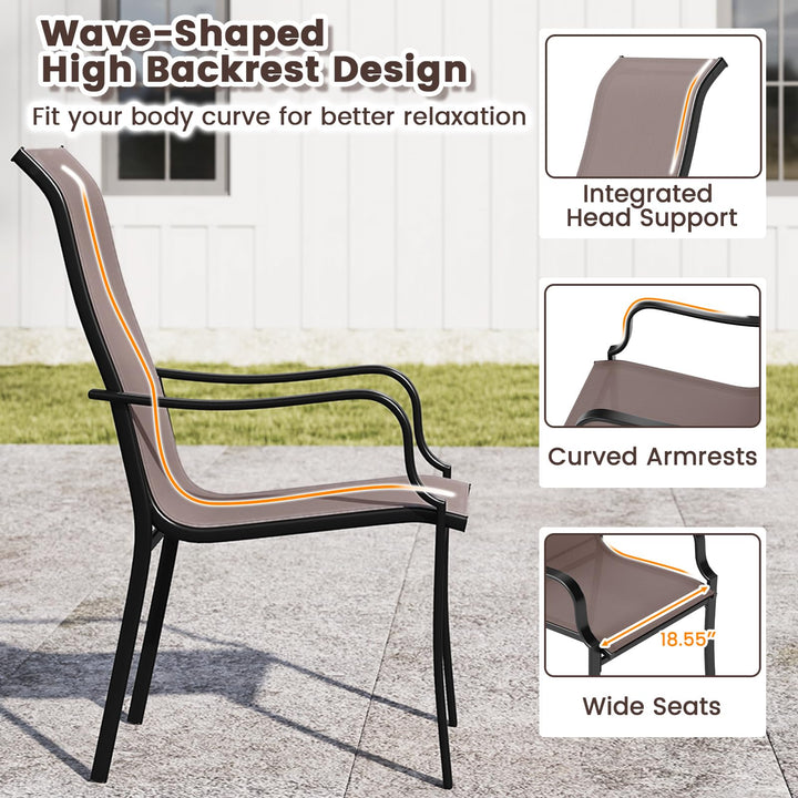 Giantex High Backrest Outdoor Chairs with Wide Seat All-Weather Mesh Fabric
