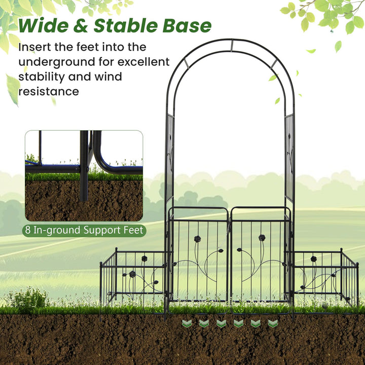 Giantex Garden Arch with Planter - 87 inch Metal Garden Arbor with Gate