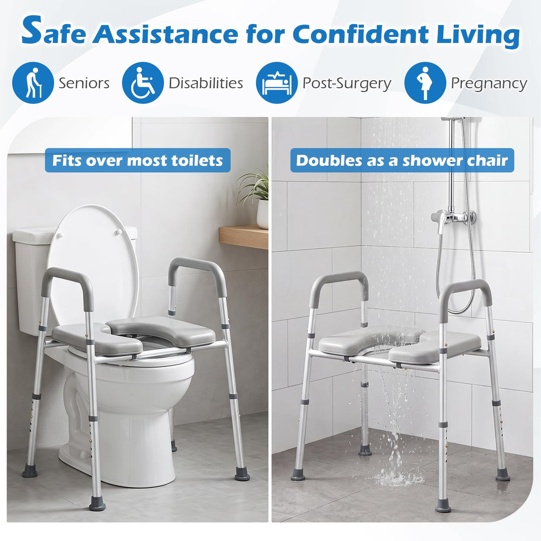 Giantex Raised Toilet Seat for Seniors with Handles