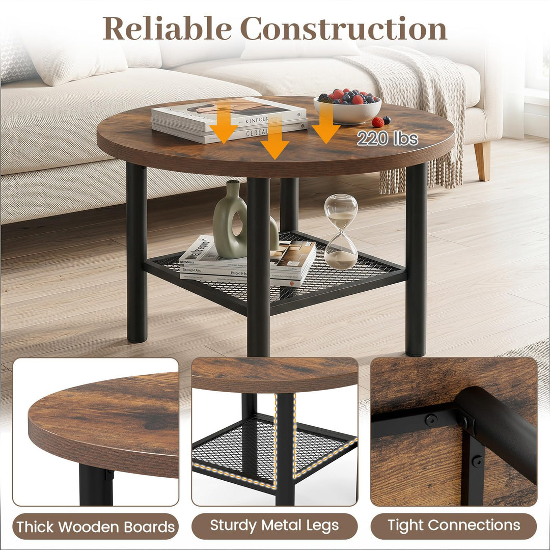 GIANTEX 24" Small Round Coffee Table with Storage